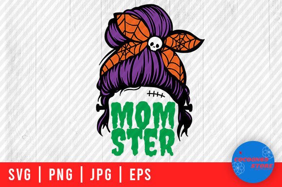 Halloween Momster Face Mom Bun Svg Review
